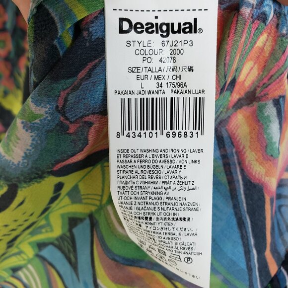 Desigual Amor Cardigan Embroidered Art-to-Wear Waterfall Draped Front size L - Picture 12 of 16
